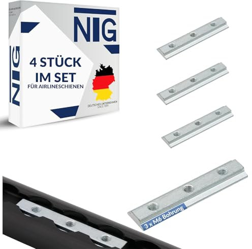4 Stück Nutenstein für Airlineschienen aus Stahl, verzinkt 3xM6 Gewinde | Fitting | Zurrschienenadapter | Fitting für Wohnmobil, Caravan und Kleinstransporter