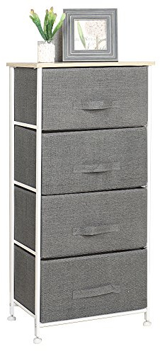 sogesfurniture Cajonera para Armario Organizador con 4 Cajones de Tela, Práctico Mueble Cajonera Mesita de Noche para el Dormitorio, Zonas pequeñas, 45x30x94 cm, 103-GY-BH