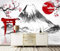MIWEI Wallpaper Papier Peint Panoramique Mont Fuji Fleur De Prunier Abstrait Noir Et Blanc Papier Peint Nature Intissé Murale Chambre Salon（150cmX105cm）