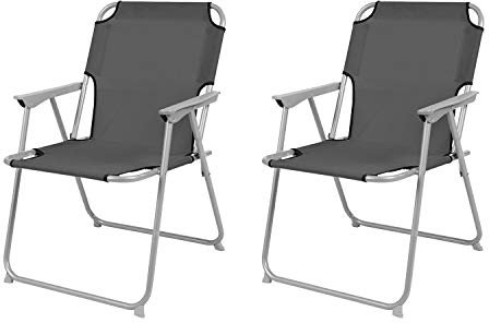 2 Stück Campingstuhl Faltstuhl Stoff Oxfort Anthrazit Klappstuhl Anglerstuhl Regiestuhl Angelstuhl Metall B 53 x T 46 x H 74 cm