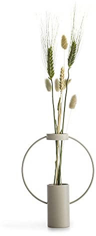 SAGAFORM Moon Vase klein, Sand, H21cm, Ø16,5cm, Boho Deko Vase aus pulverbeschichtetem Metall, Vase für Pampasgras oder Schnittblumen, Moderne Design Vase, Design by Pascal Charmolu