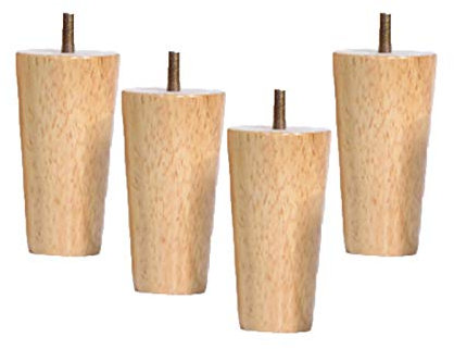 4 Stück Möbelfüße Holz Tischbeine Massivholz Konisch Ersatz Gerader Kegel Möbelbeine für Sofa Bett Schrank M6 Gewinde Ersatz für Schrank Bett Füße