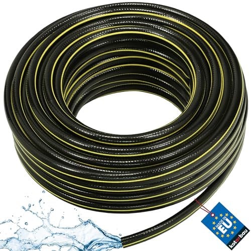 KOTARBAU® Tubo dell’acqua da giardino da 5/8, 50 m, 4 strati, flessibile in PVC rinforzato, anti-torsione, nero, professionale per irrigazione delle piante, da giardino