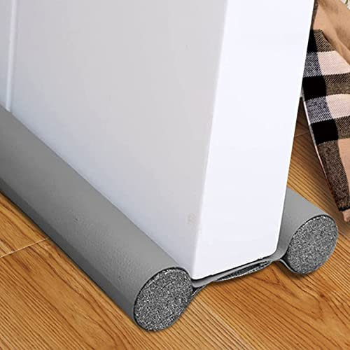 96cm Under Door Seal, Flexible Double Door Bottom Sealing Strip Draft Stopper Excluder Noise Gap Door Stop Seal FoamTape SoundProof Sweep Stopper Weatherstrip for Gap Seal (Grey, 1pc)