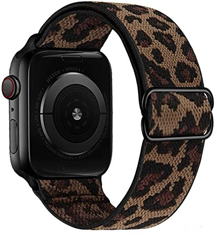 MroTech Compatible avec Bracelet Apple Watch 49mm 45mm 44mm 42mm Bracelet Nylon Tissé élastique Bande Rechange pour iWatch Ultra 8 7 6 SE 5 4 3 2 1 Band Souple Tressé Sangle Loop avec Boucle-Léopard