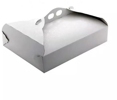 GR CARTOTECNICA 10 pezzi Scatola per torta rettangolare in cartone bianco e oro con maniglia, Porta dolci, pasticcini biscotti per asporto varie misure 20x25 cm