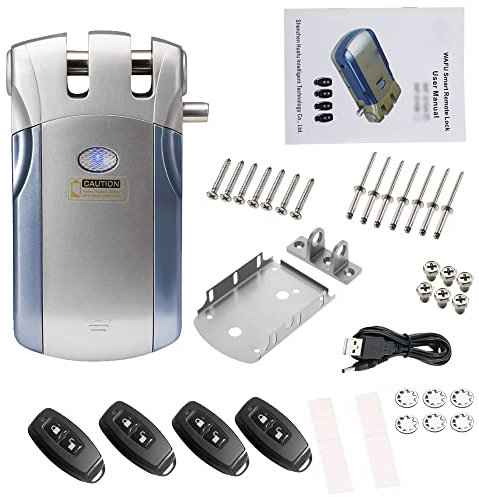 Splenssy Control remoto inalámbrico Lock Security Invisible Keyless Intelligent Lock Aleación de zinc Metal con 4 llaves Smart Home Control de acceso Sistema de seguridad