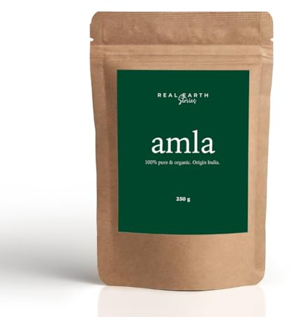 Amla-Pulver (227g), Tonerde Haarmaske, Amalaki Naturprodukt Haarkur; Haartherapie die saisonalem Haarausfall & Schuppenbildung vorbeugt, die Wurzel stärkt und Wachstum fördert - Real Earth Stories®