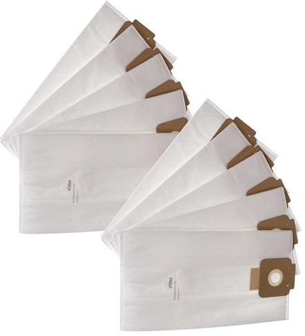 vhbw 10x Sacs compatible avec Sprintus T11, T11 EVO aspirateur - microfibres non tissées, 40,8cm x 22,8cm, blanc