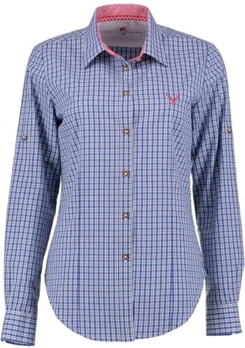 OS Trachten Damen Bluse Langarm Trachtenbluse mit Liegekragen Prami