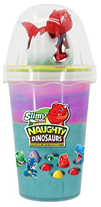 SLIMY Dinosaur Collectible – 155 g Original Slimy Slime – Masa de juego en azul/lila – Plastilina elástica y figura coleccionable (juguete a partir de 5 años)