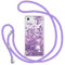 Handyband für iPhone 8/SE 2020/2022/7/6 Hülle mit Band, Glitzer Treibsand Handyhülle mit Kordel zum Umhängen Transparent Stoßfest Schutzhülle mit Kette Schnur, Quicksand Necklace Case in Violett