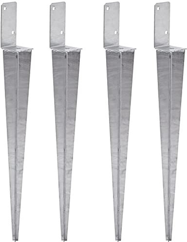 TRIBECCO 4x Universeller Pfostenträger zum Einschlagen L, Pfostenträger Feuerverzinkt Einschlaghülse Pfostenträger Bodenhülse Einschlagbodenhülse Pfosten Anker Stahl Silber (4, 70x700)