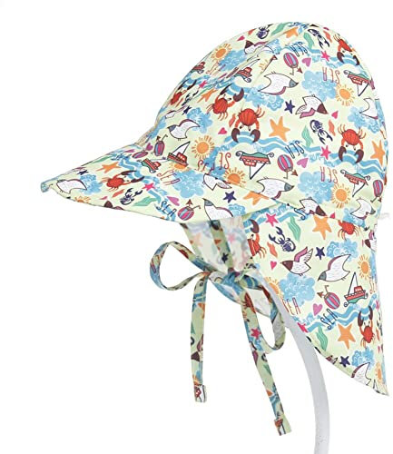 FedMois Cappellino da Spiaggia Cappello da Sole con Visiera Bimbi Bambini, Granchio, 3-18 Mesi