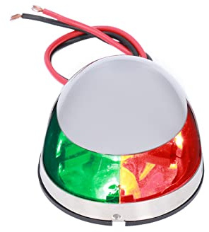 Fydun Navigationslicht für Boote, 8 W 12V LED-Marine-Navigationslichter Rote und Grüne Lichter Gehäuse aus Edelstahl Wasserdicht Tropfenform Signallampe Segeln