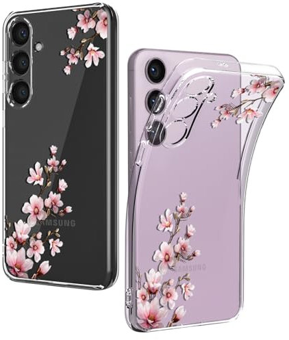 Ciciber Samsung Galaxy S23 Hülle, Dünne Transparent TPU-Silikon Kratzern Handyhülle für Samsung S23, Clear Cover mit Blumen Motiv Schützt vor Stößen Case Rosa/Pfirsichblüte