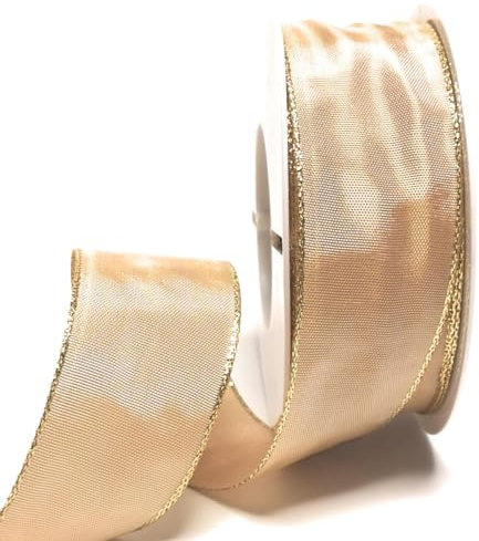 s.dekoda Schleifenband 25m x 40mm Honig - Gold Drahtband Geschenkband Dekoband [5121]