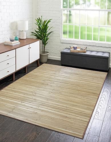 IlGruppone Tappeto Arredo In Vero Bamboo Naturale Grande a Listelli Bordato Bambù Soggiorno Cucina Salotto Listello Legno - Oro - 120x180cm