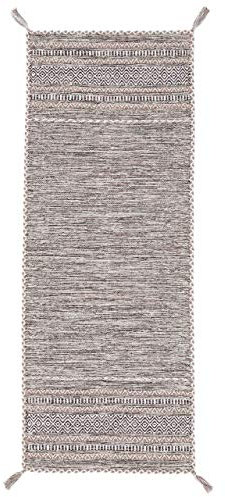 carpetfine Flachgewebeteppich Kelim Azizi Läufer beige 80x500 cm | Moderner Teppich für Wohn- und Schlafzimmer