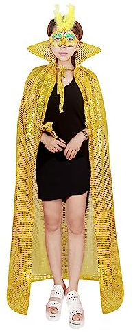 Damen Halloween Umhang Herren Glitzer Cosplay Kostüm Lange Pailletten Fasching Mantel Erwachsene Rollenspiel Cape Kanerval Fasching Kostüm Cape Ostern Party Zubehör