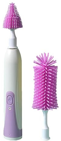 Shareed Electric Milk Bottle Brush, Waterproof Feeding Bottle Cleaning Brush Set, Silicone Bottle Brush, Nipple Brush, 360° Cleaning, 1200mah,Milk Bottle Brush, Baby Bottle Cleaner