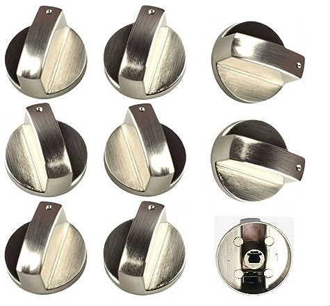 8 x Metal Control Knobs Universal Control Button Cooker Gas Stove Cooker Knobs Metal Silver Tone for Gas Stove Oven Cooker