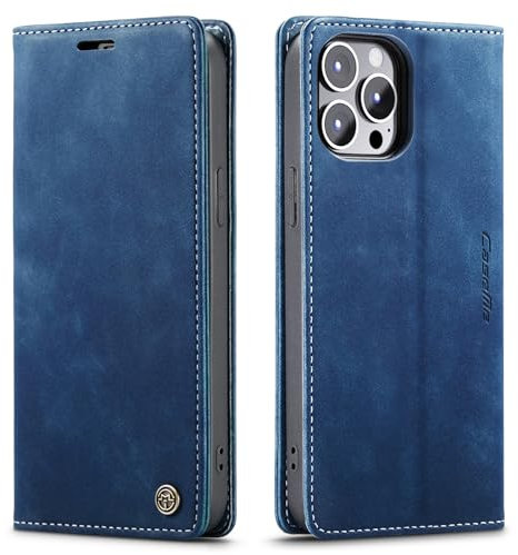 niloucase Kompatibel mit iPhone 15 Pro Hülle Leder,Magnetverschluss Premium PU Leder Flip Case,Standfunktion.-Blau