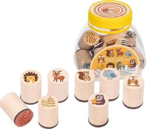 Stempel Waldtiere, 8 Stempel + Stempelkissen
