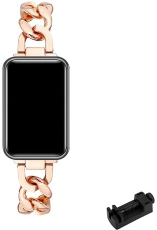 Bracelets en métal pour Huawei Watch Fit/Fit Elegant/Fit New - Bracelet de rechange réglable en acier inoxydable pour femme - Compatible avec Huawei Watch Fit (or rose)