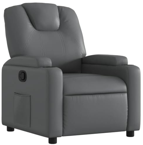 vidaXL Relaxsessel, Sessel mit Liegefunktion, Fernsehsessel Verstellbare Rückenlehne, Liegesessel Ruhesessel Polstersessel, Grau Kunstleder