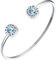 FindChic Armreif Edlestahl Damen mit blau Kristall Zirkonia Luxus Römische Ziffer Armband Geburtsstein Offen Armkette Schmuck für Muttertag Valentinstag Geburtstag Weihnachten