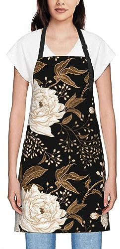 Amkong Piano Keys Aprons For Women With Pockets,Adjustable Chef Waitress Kitchen Cooking Waterproof Apron