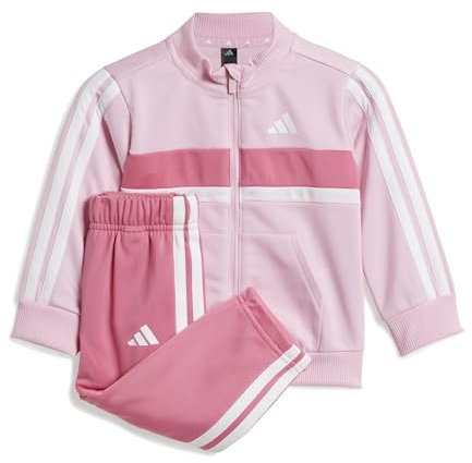 adidas Unisex - Bimbi 0-24 SEASONAL ESSENTIALS TIBERIO 3 STRIPES TRICOT TRACKSUIT, true pink/white/pink fusion, 6-9 Months