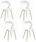 JZGORC Lot de 4 Chaises de Salle à Manger Nordiques, Chaises de Cuisine, avec Pieds de Chaise en Métal, Grand Design de Dossier évidé, idéal pour Salon, Salle de Détente -Blanc + Bois