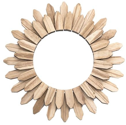 Tanant Runder Rattan-Wandspiegel, Sonne, Massivholz, Handgefertigter Hängespiegel, Requisiten für Film- und Fernsehaufnahmen, Kreative Hängedekoration für Bar-Eingangsdekoration (M)