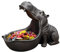Weduspaty Hippo Statue, Key Tray, Big Mouth Hippo Key Bowl Resin Hippopotamus Ornament Key Holder Dish Organizer Gift Home Decor for Coin Jewelry Storage Blue Silver