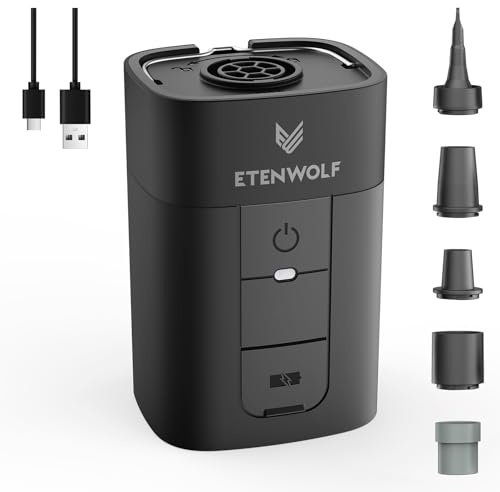 ETENWOLF AIR 5 Air Pump for Inflatables, Portable Electric Air Pump with 5200 mAh Battery, 4X Quick Inflator & Deflator, 4.5 kPa & 720 L/min Pump for Pool Floats, Vacuum Storage Bags