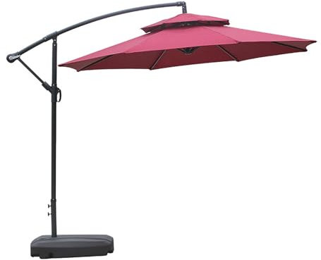 LMXRYPD Parasol de Jardin Exterieur, Parasol, Parasol Plage, Suspension en Porte-à-Faux, Réglage Facile de l'inclinaison, Tissu en Polyester, pour Jardins, Plages, Marchés(Red)