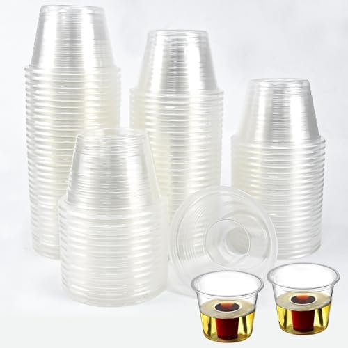 SLTAXAR 100 Stück Jager Bomb shot becher Schnapsgläser Schnapsbecher 175+25ml Shotgläser Stamperl Plastikbecher Schnaps Shot Becher Trinkbecher für Party Spaß Hochzeiten