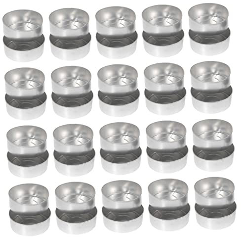 SEWACC 50 Pièces Bougie coquille en aluminium tasses à bougies boîtes à bougies avec couvercles primer gommage main parfum bougie mèche de bougie conteneur de bougie bricolage bougeoir