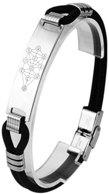 ForeverWill Mystisch Symbol Kabbala Baum des Lebens Layered Silikon Armband für Spirituelle Erleuchtung Armreif Kabbalistischer Sephiroth Talisman Schmuck, 8.26''