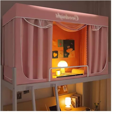 Verdunkelungs-Bettzelt, Doppelbett, Sichtschutz im Schlafsaal, Etagenbett für den Innenbereich, mit Halterung, für Kinder/Erwachsene, einfach zu installieren und tragbar, für Mädchen/Jungen,