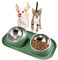 Suhaco Double Dog Bowl Raised Dog Food Bowl Non Slip Stainless Steel Double Bowls with Non-spill for Small Dogs and Cats (Green)