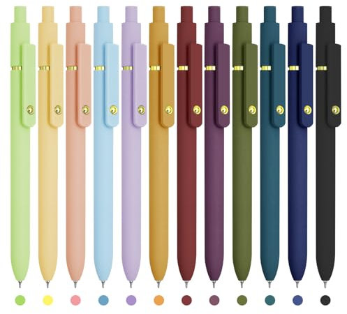 UIXJODO Farbstifte, 12 Stück, goldfarben, lebendige und Vintage-Stifte, feine Spitze, glattes Schreiben