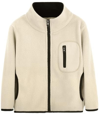 ANIMQUE Neonato Bambini Pile Polar Giacca Collo Alto Antivento Giacca Cerniera Leggero Cappotto Semplice Genitore-Bambino Capispalla, Cachi 110