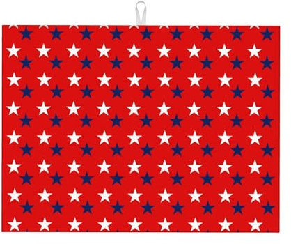 Tapis Résistant À La Chaleur USA Amérique Patriotisme Rouge Tapis De Comptoir Absorbant Tapis De Séchage Usages Multiples Tapis Égouttoir À Vaisselle pour Ustensiles Cuisine Assiette 41X46Cm