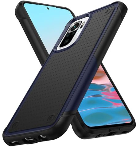 Asuwish Funda para Xiaomi Redmi Note 10S/10 S 4G funda con protector de pantalla de cristal protector de pantalla resistente a los golpes M2101K7AG M2101K7BNY Slim Funda protectora de cristal blindado