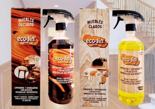 ECO-JIN ÓLEO LIMPIADOR MADERAS MUEBLES REPARADOR RESTAURADOR ABRILLANTADOR - PRODUCTO REVOLUCIONARIO DEL QUE TODO EL MUNDO HABLA (PACK DUO: CLARAS + OSCURAS)