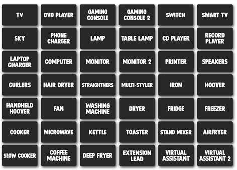 A5 Sticker Sheet Plug Vinyl Stickers - Organisation Extension Leads Labels Home TV Wires Cables Family | (42 Stickers) 30mm x 18mm | #82525
