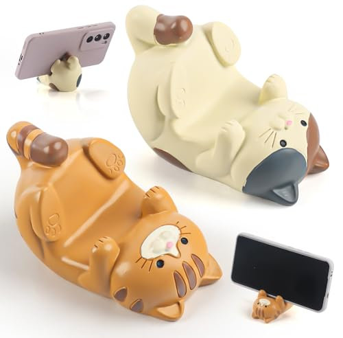 TIVUNORON Funny Cat Holder, Pack of 2 Cat Mobile Phone Stands, Funny Cat Holder, Cute Cat Mobile Phone Holder, Cat Phone Holder, Table Decoration Accessories